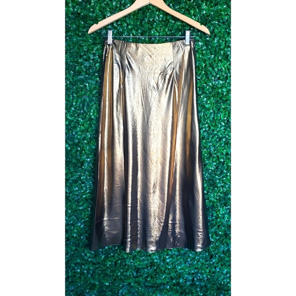 J.Crew Gwyneth slip skirt in gold lamé - Picture 6 of 12